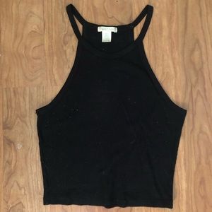Black cropped halter top